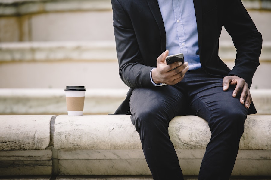 Man looking at mobile phone